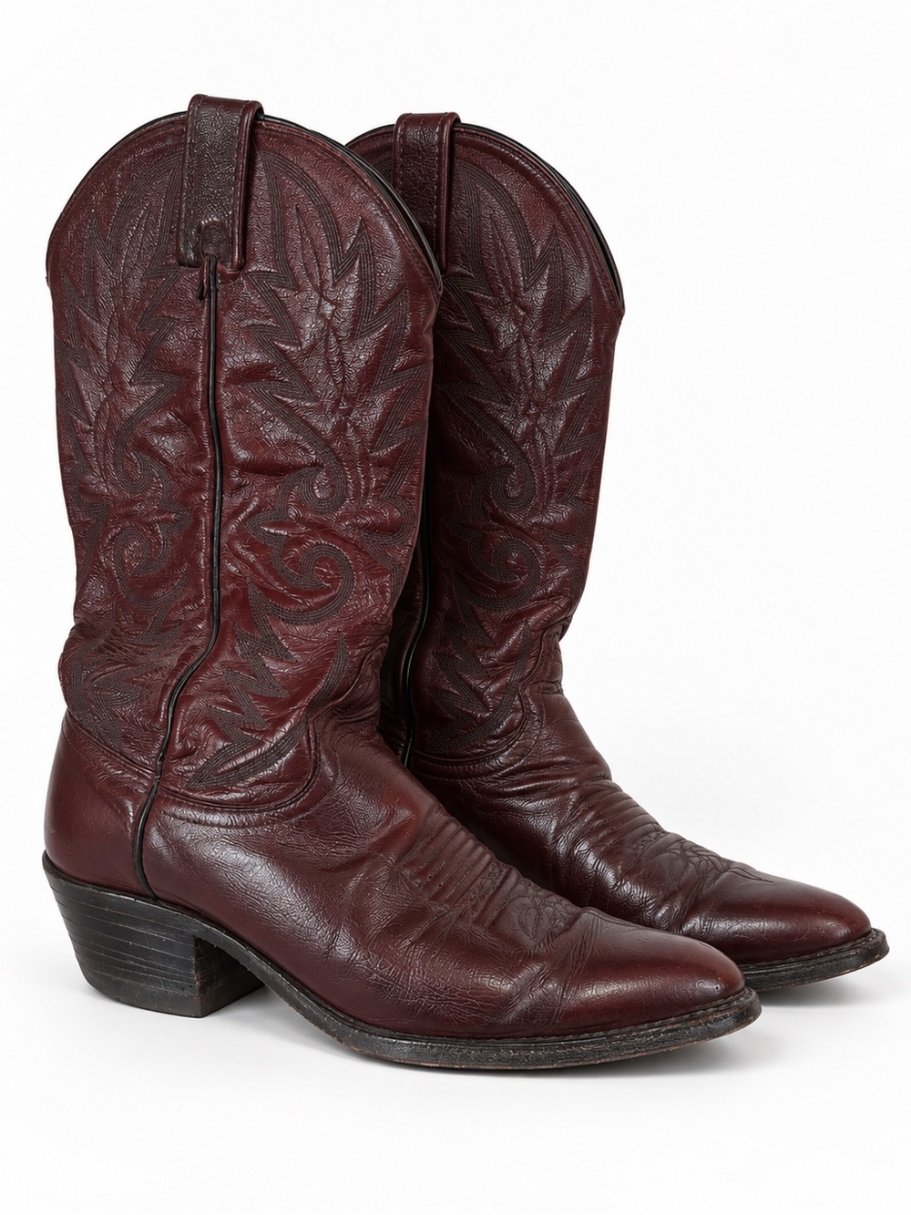 Vintage Men’s Dan Post Cowboy Boot in Black Cherry/Burgundy